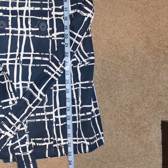 Merona Trench Coat - Sz Med Navy and White - Picture 6 of 6